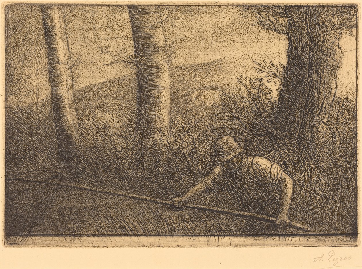 Pêcheur avec un filet circulaire (La pêche à la truble) - Alphonse Legros