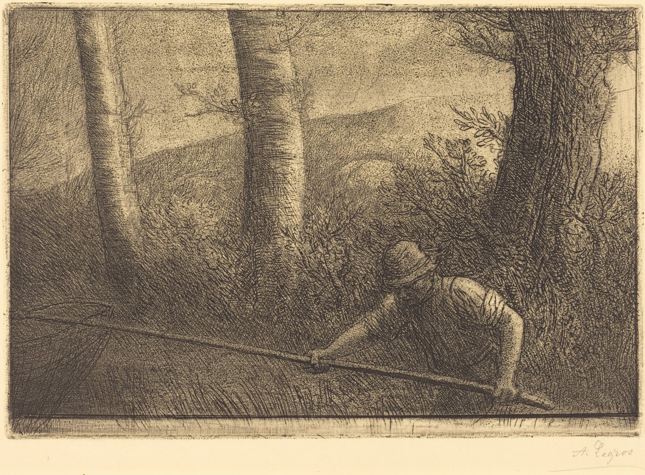 Pêcheur avec un filet circulaire (La pêche à la truble) - Alphonse Legros