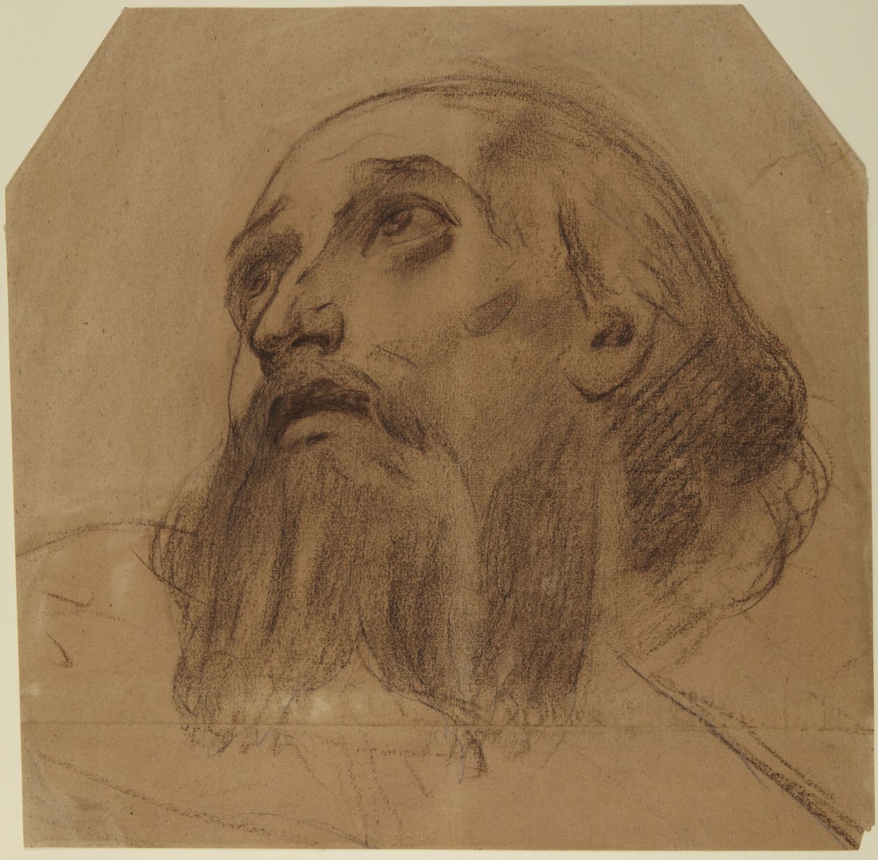 Tête de saint barbu levant les yeux vers le ciel - Alphonse Legros