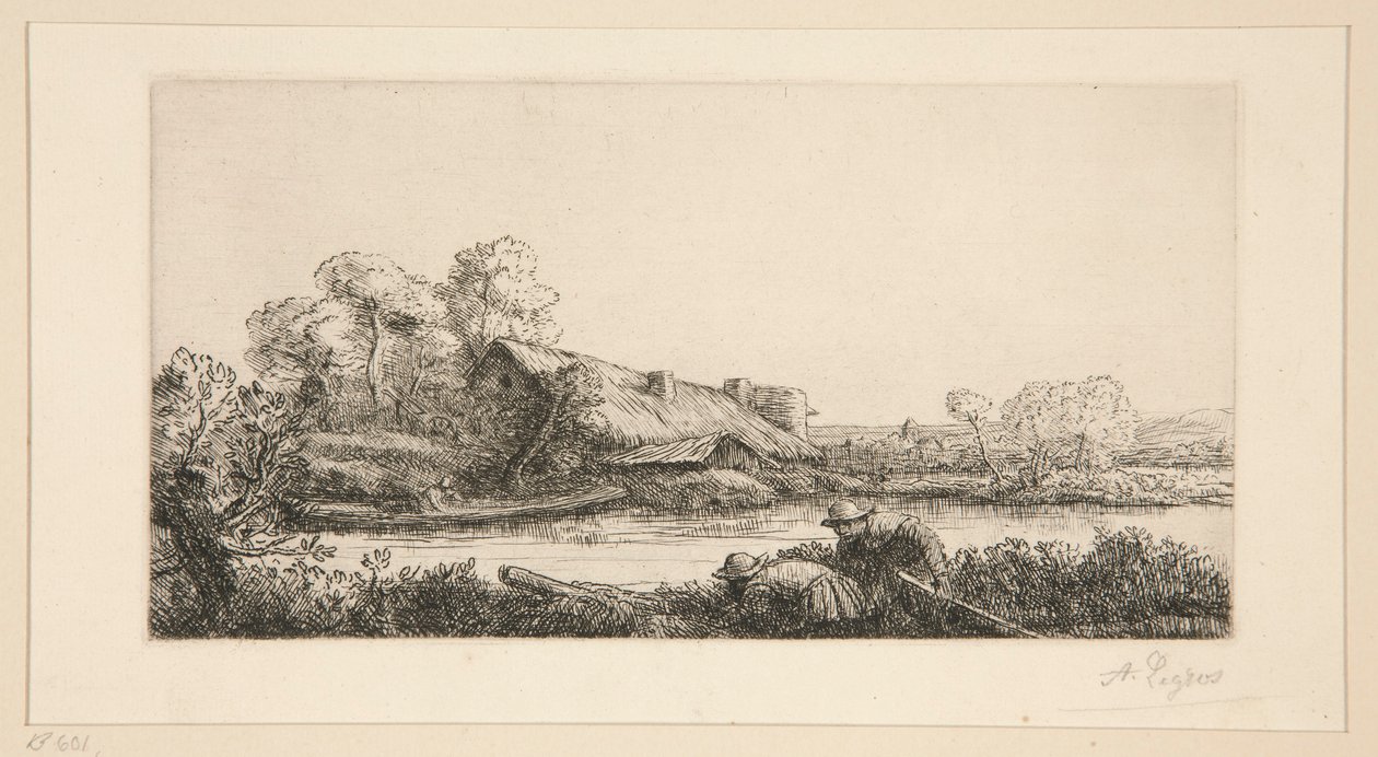 La ferme sur la rivière : Effet du soir - Alphonse Legros