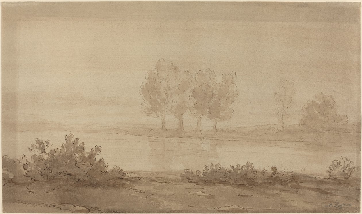 Paysage - Quatre arbres au-delà d