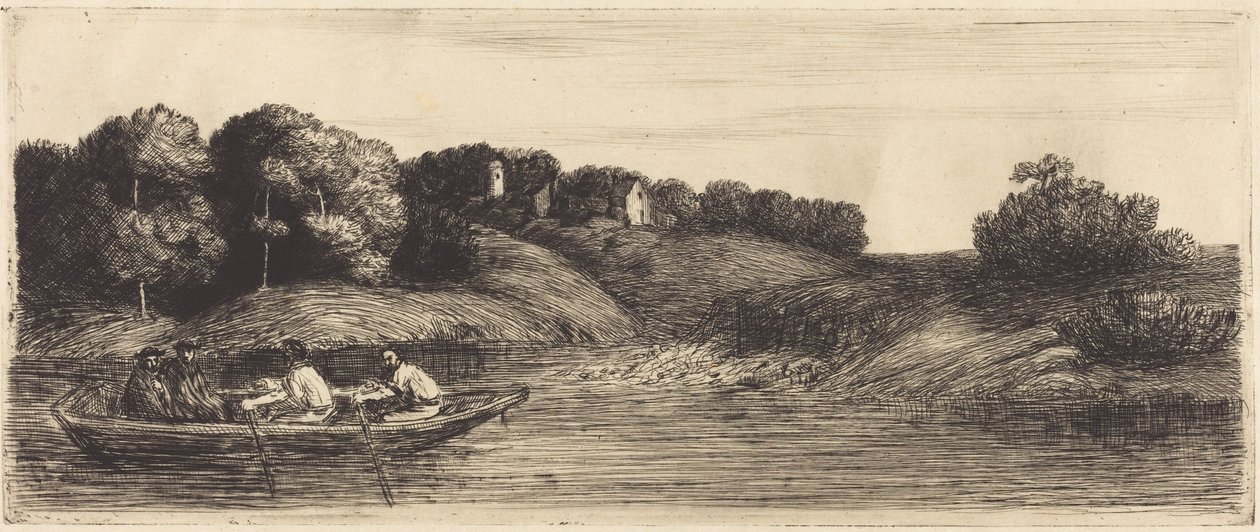 Landscape with Boat, 1st plate  (Le paysage au bateau) - Alphonse Legros
