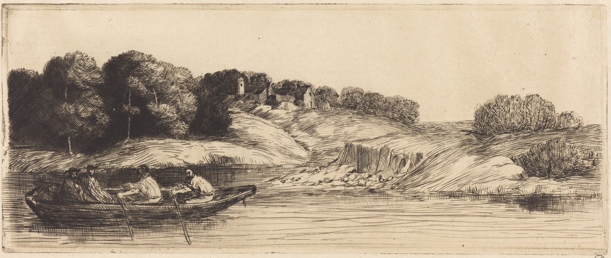 Paysage avec bateau, 1re planche - Alphonse Legros