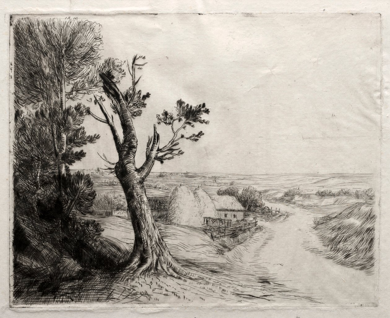 Paysage avec meules de paille - Alphonse Legros