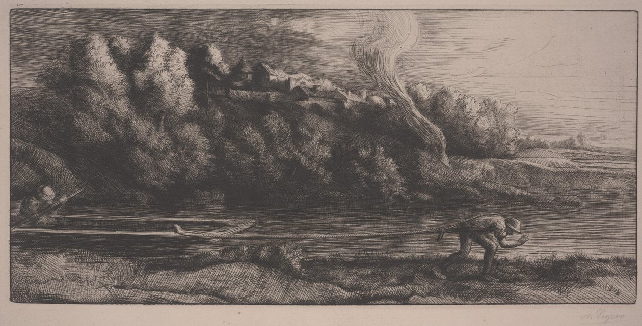 Paysage avec bateau - Alphonse Legros