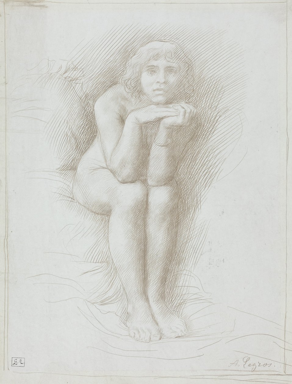 Modèle nu assis - Alphonse Legros