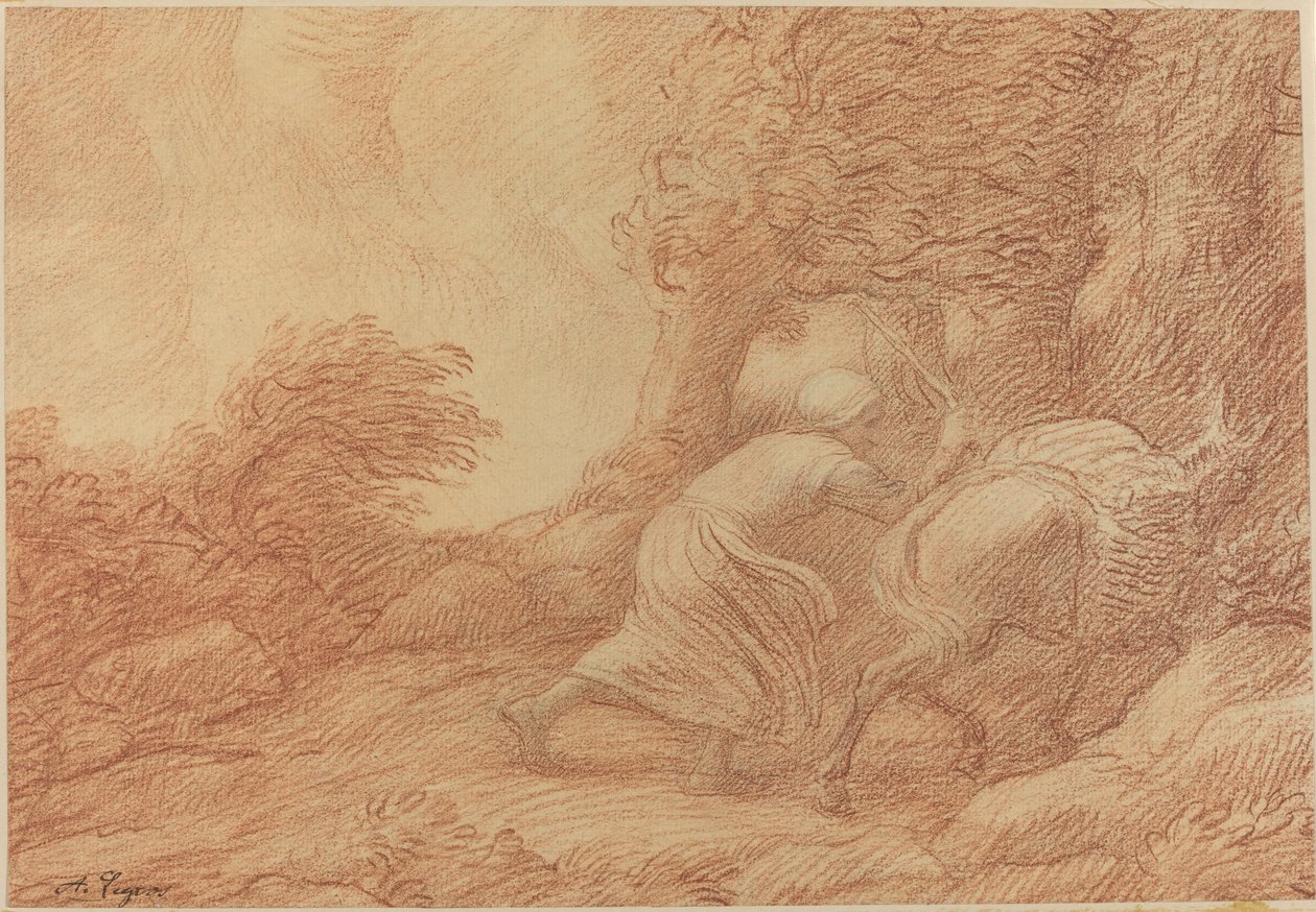 Paysans et âne - Alphonse Legros