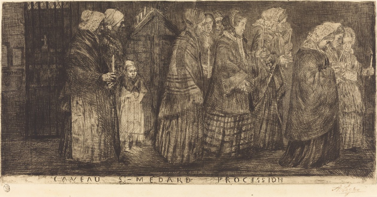Procession dans les caveaux de Saint Médard, 1859 - Alphonse Legros