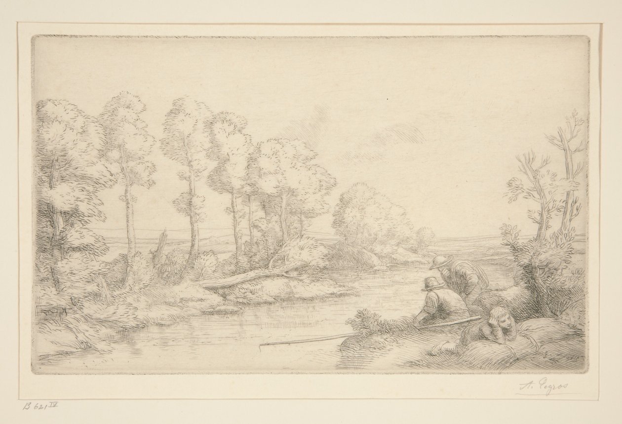 Repos au Bord de la Riviere - Alphonse Legros