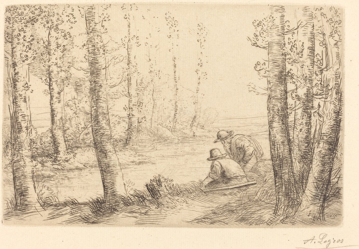 Repos au bord de la rivière - Alphonse Legros