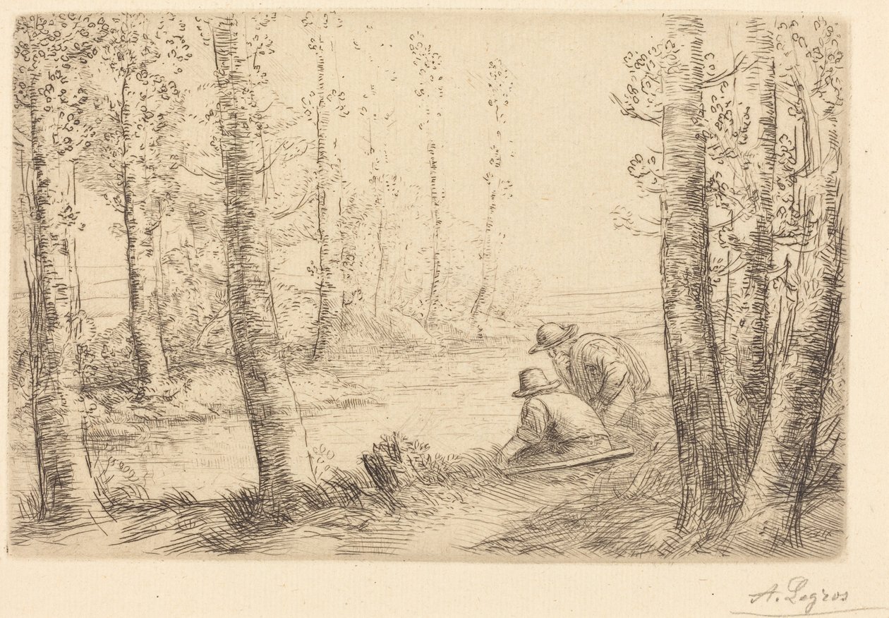 Repos au bord de la rivière - Alphonse Legros