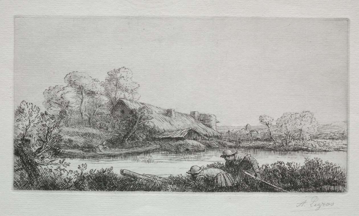 La Ferme sur la Rivière: Effet du Soir - Alphonse Legros
