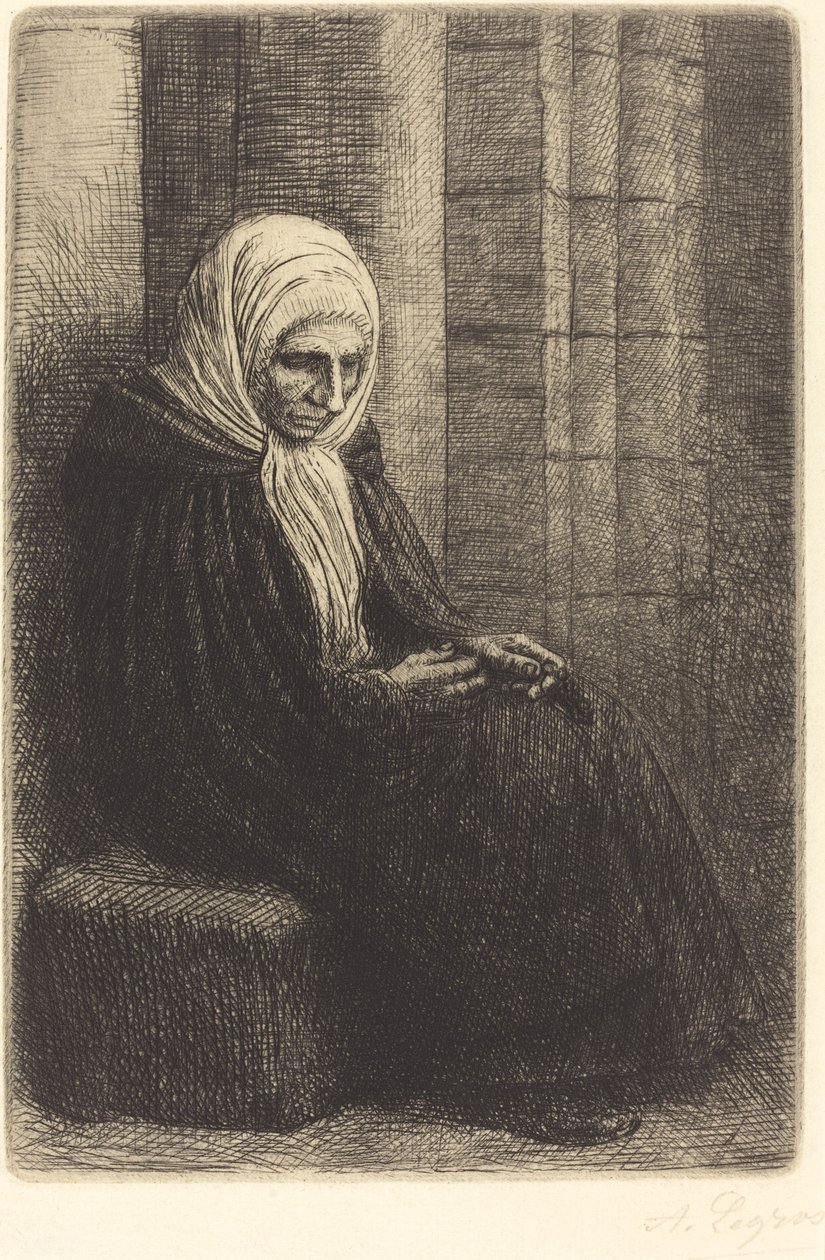 Femme assise contre un mur, enfant avec la tête dans son giron - Alphonse Legros