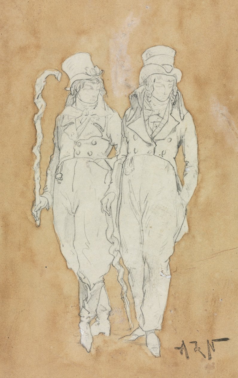 Deux jeunes hommes à la mode (debout) - Alphonse Marie Adolphe de Neuville