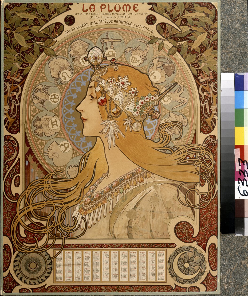 Calendrier La Plume, revue bi-mensuelle illustrée du salon des Cent - Alphonse Marie Mucha