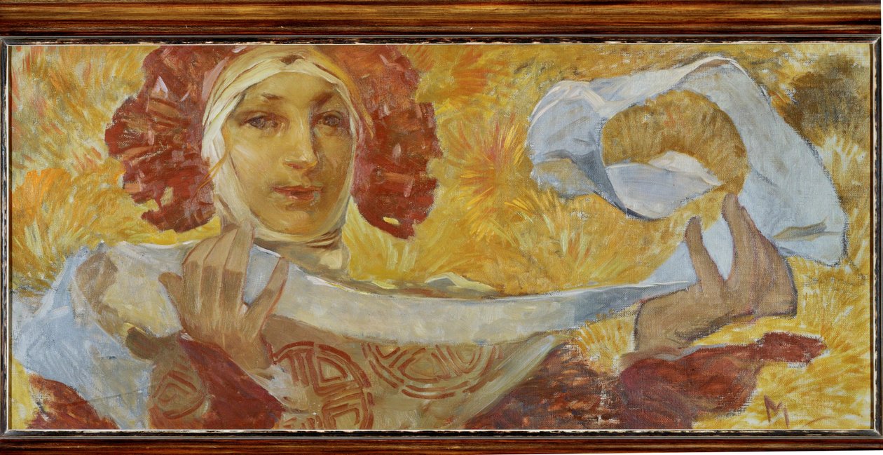 Femme avec un foulard | Alphonse Marie Mucha | Estampe d'art