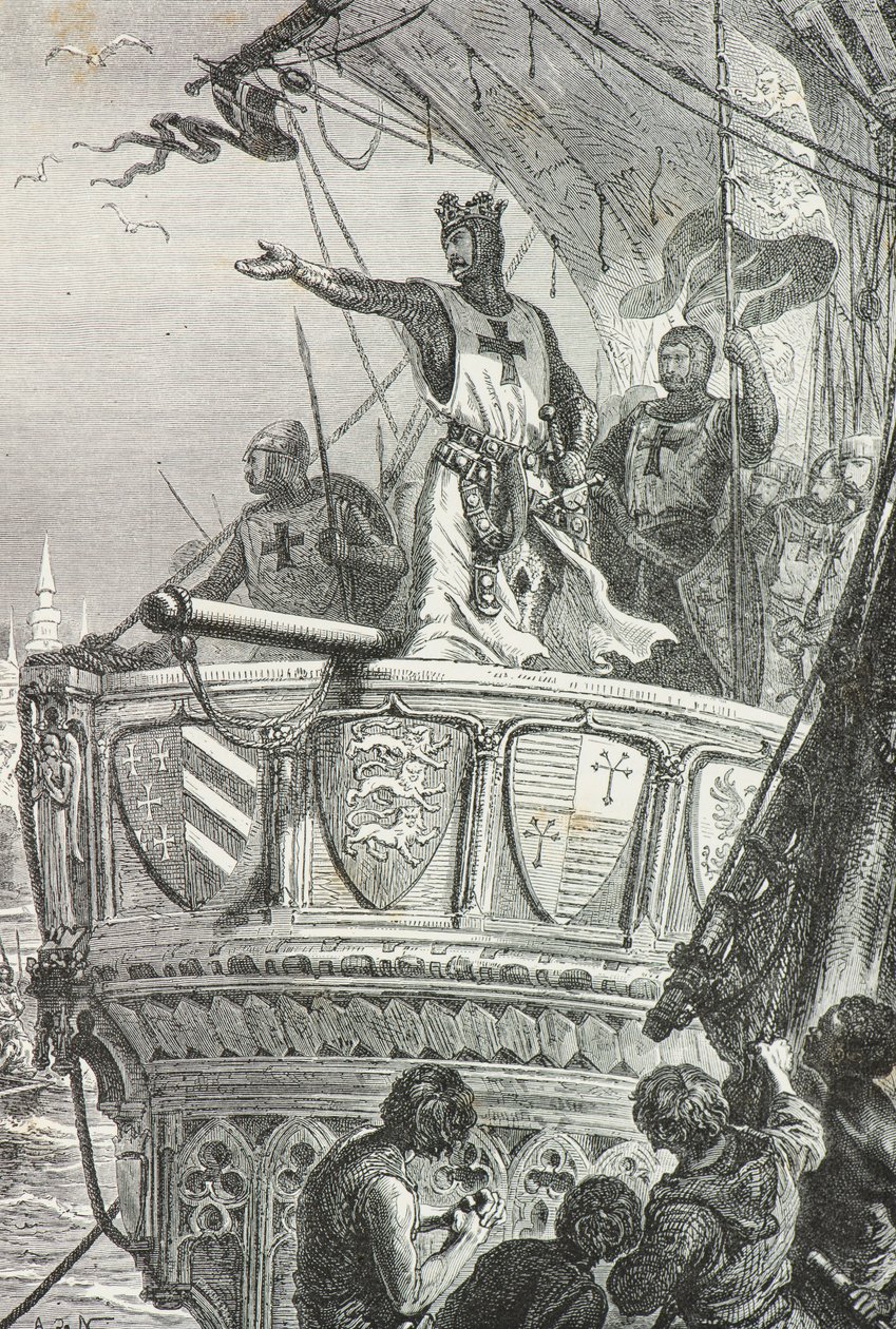 Richard Cœur de Lion quitte la Terre Sainte en 1192 (Gravure) - Alphonse Marie de Neuville