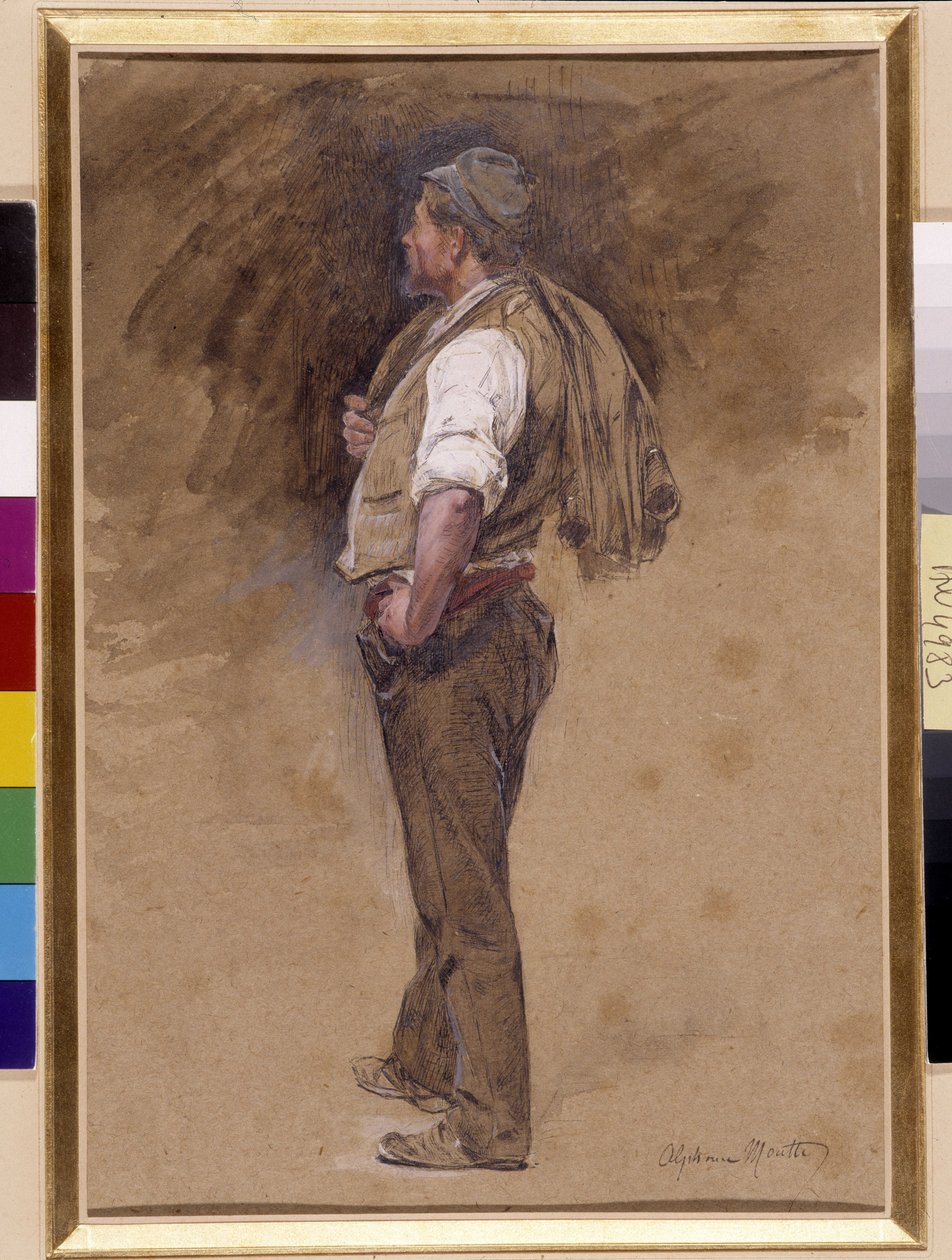 Fermier avec la veste sur la tête - Alphonse Moutte