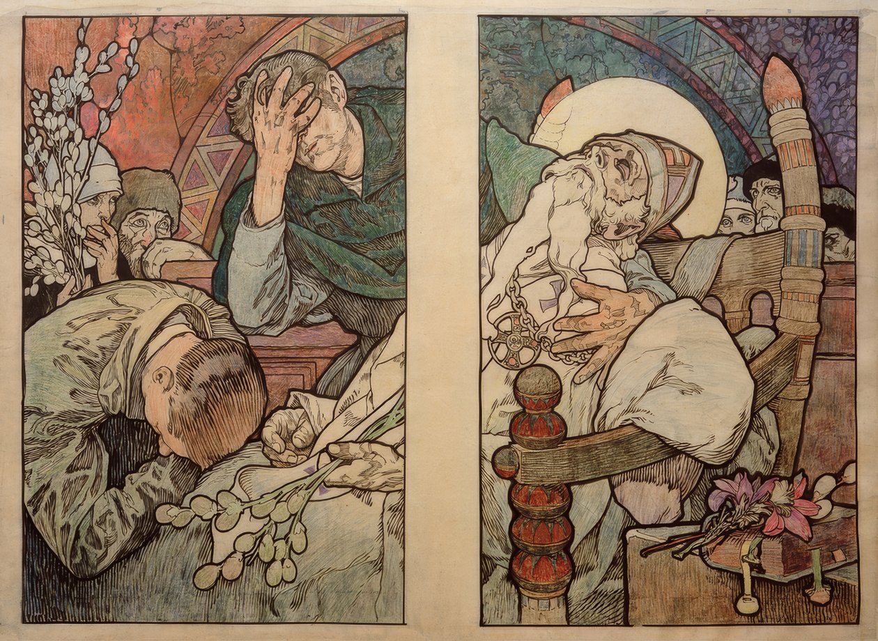 Fenêtre de St. Veit à Prague, carton 1931 - Alphonse Mucha