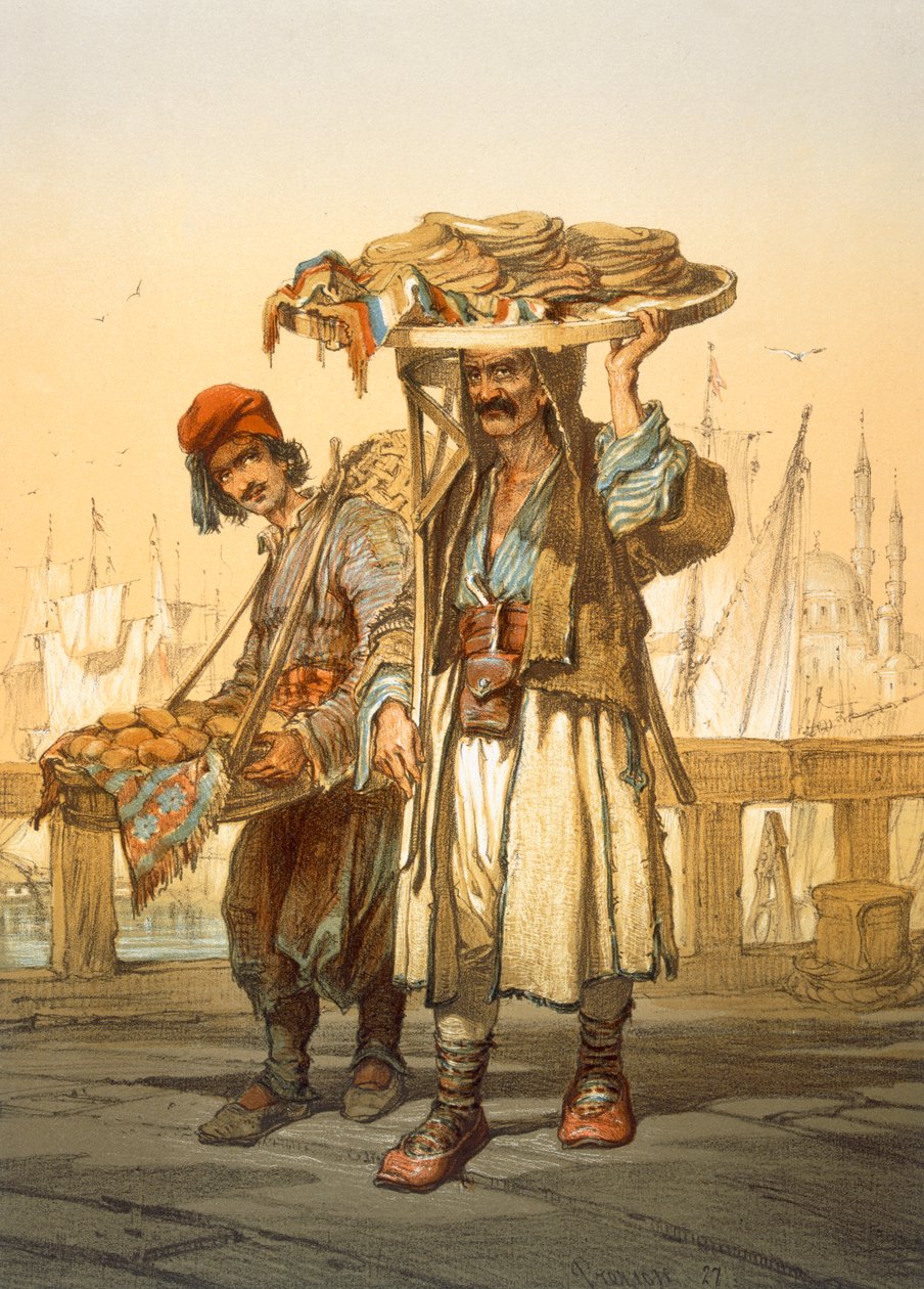 Vendeurs de pain sur le quai, 1865 - Amadeo Preziosi