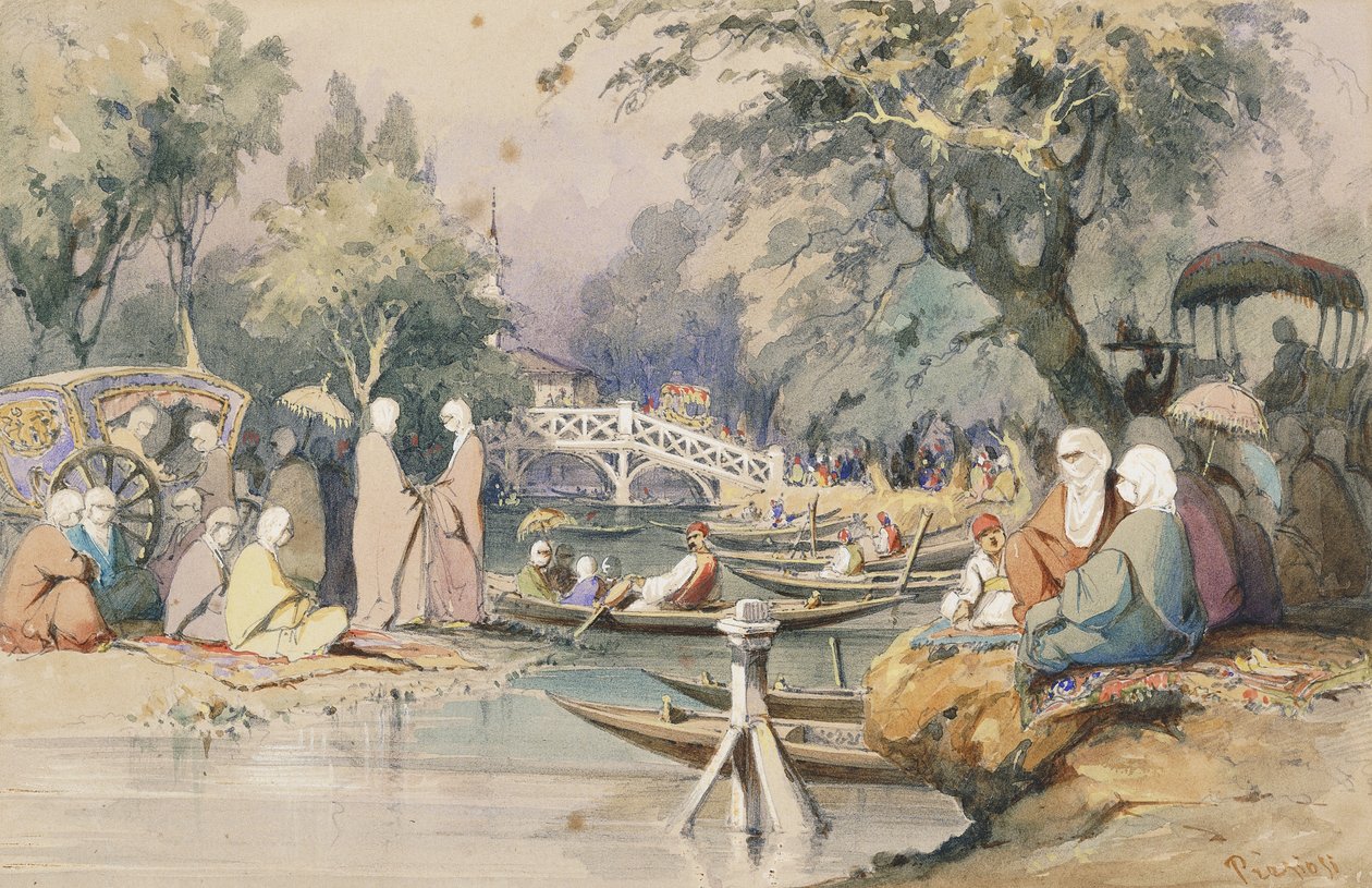 Turcs au Temple des Eaux Douces, Constantinople - Amadeo Preziosi