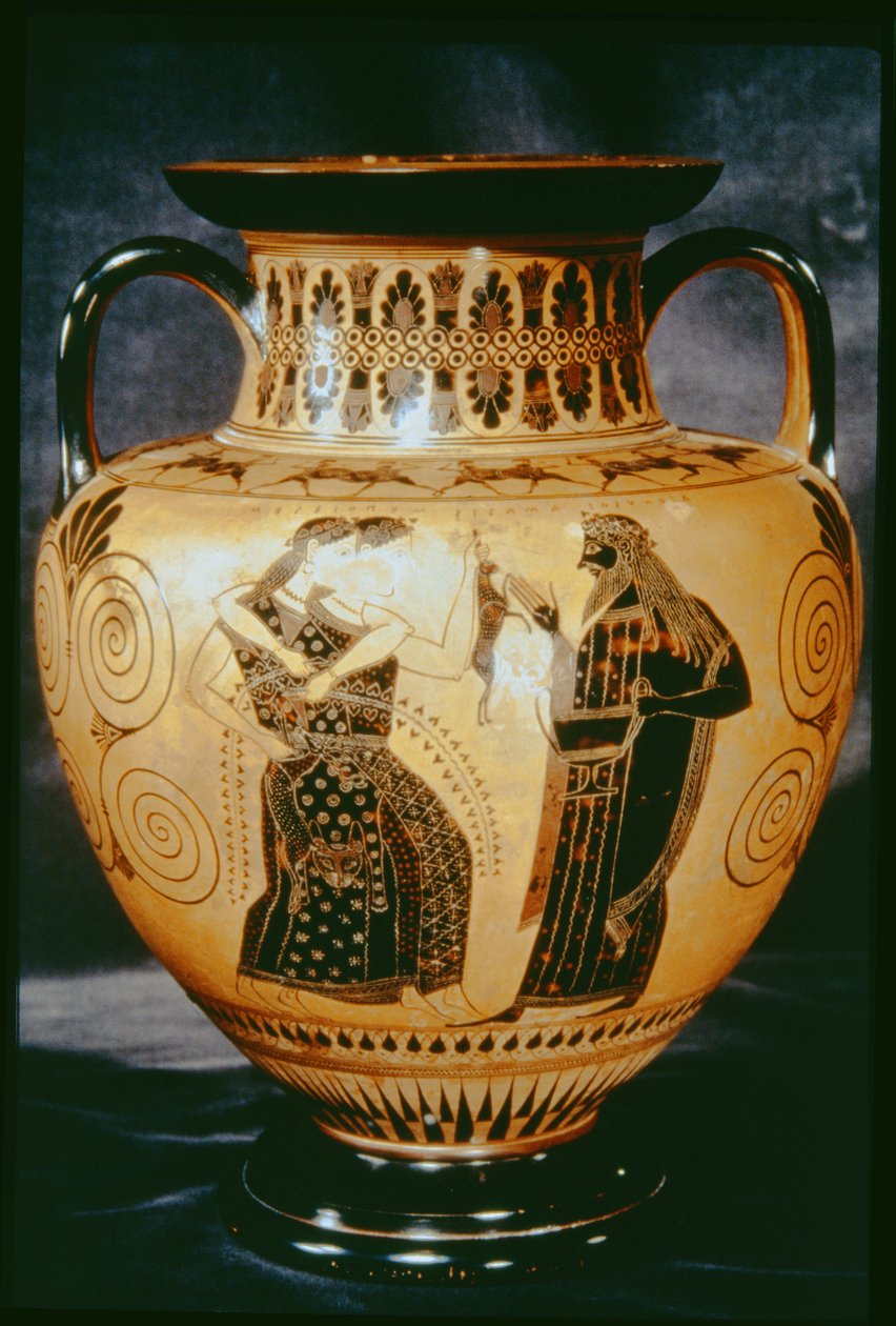 Amphore attique à figures noires représentant une scène dionysiaque, 540-530 av. J.-C. - Amasis Painter