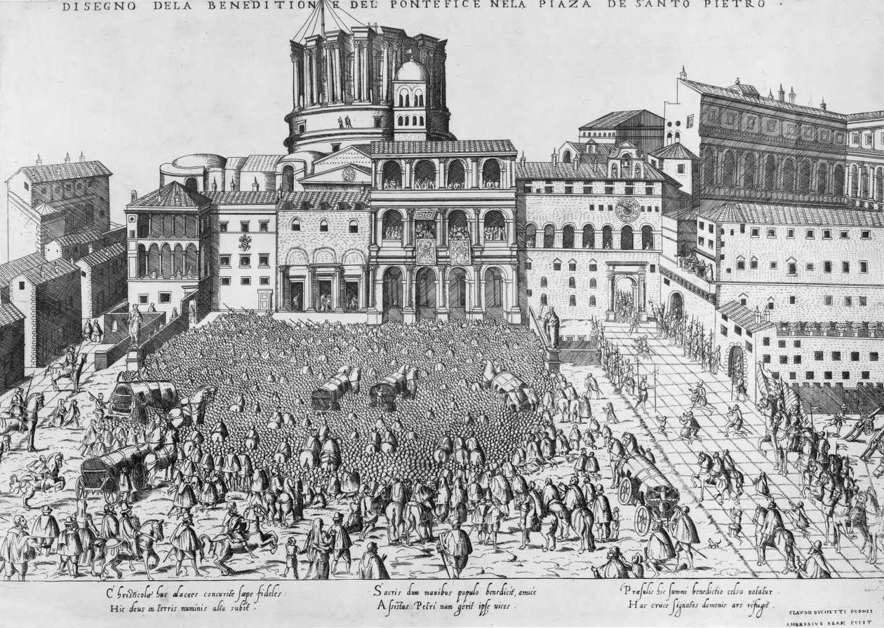 Bénédiction du Pape sur la place Saint-Pierre, vers 1583 - Ambrogio Brambilla