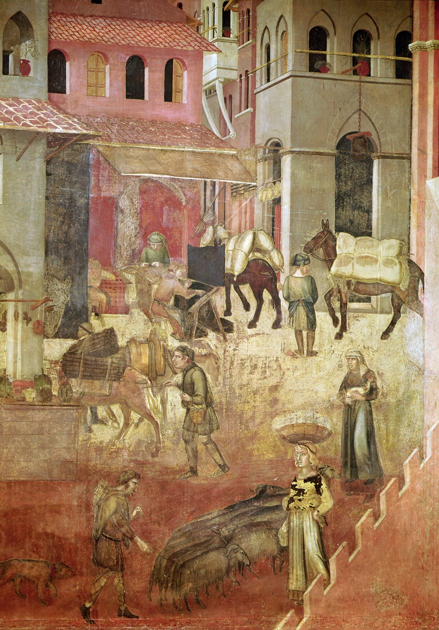 Effets du bon gouvernement en ville (détail) - Ambrogio Lorenzetti
