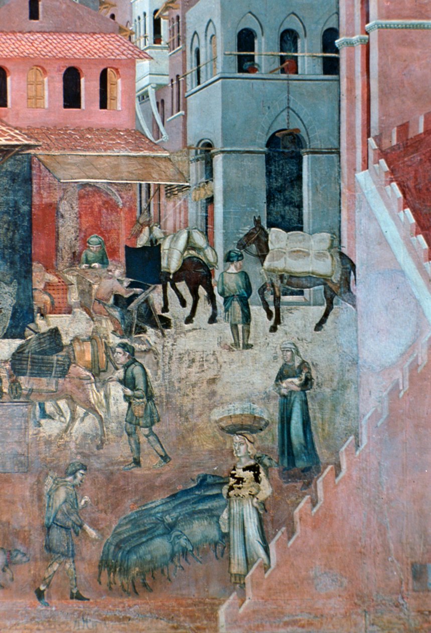 Effets du bon gouvernement sur la vie urbaine (détail), 1338-1340 - Ambrogio Lorenzetti