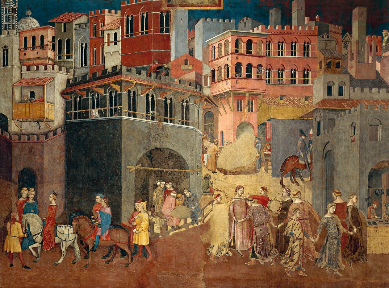 Effets du bon gouvernement en ville (détail) - Ambrogio Lorenzetti