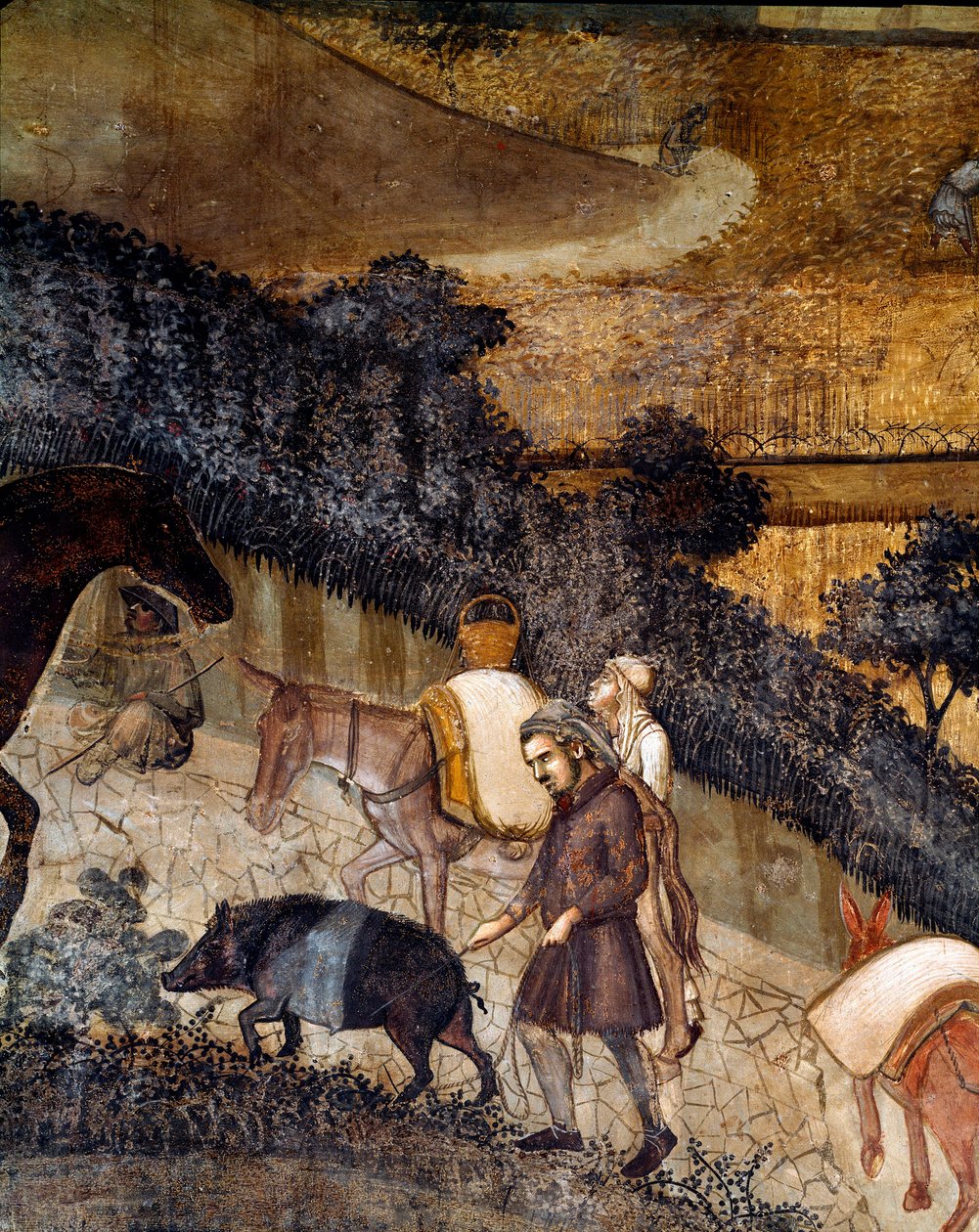 Paysans labourant les champs (détail) - Ambrogio Lorenzetti