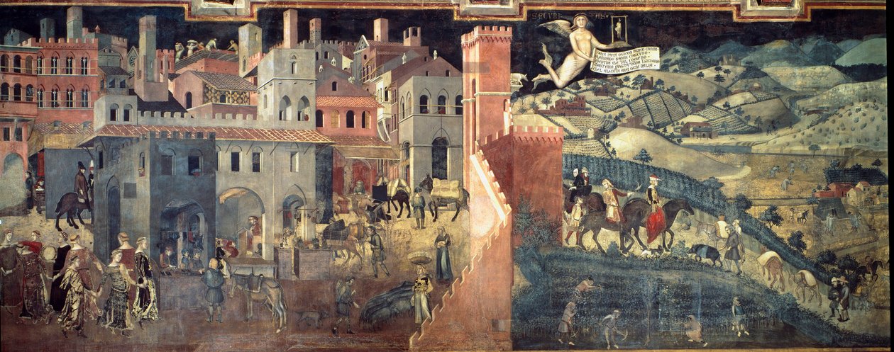Les effets du bon et du mauvais gouvernement sur la ville et la campagne (détail de la ville) - Ambrogio Lorenzetti