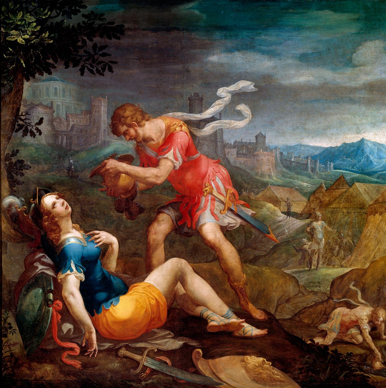 Tancrède baptise Clorinde Illustration pour le poème La Jérusalem délivrée par Torquato Tasso - Ambroise Dubois