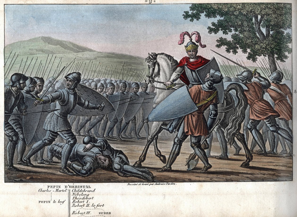 Eudes (Odon) (860 - 898), dynastie carolingienne, a mené la bataille contre les Normands et a défendu victorieusement Paris (885 - 887) - Dessiné et gravé par Ambroise Tardieu en 1825. - Ambroise Tardieu