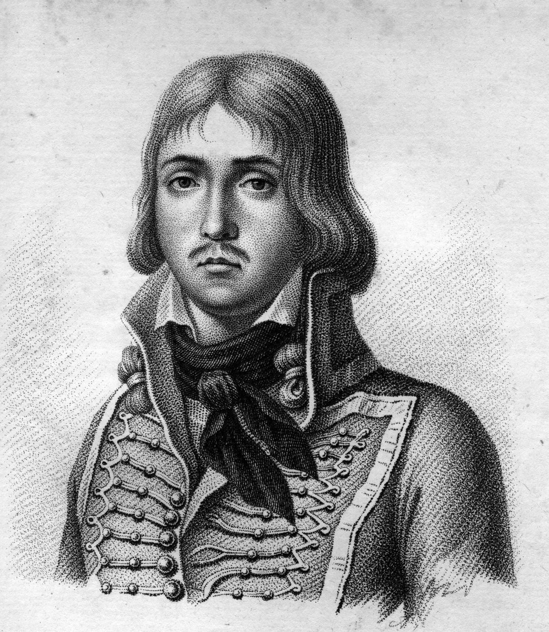 Général Marceau. François Séverin Marceau Desgraviers Général français (1769 à 1796). dans Portraits des généraux français suivant les victoires et conquêtes des français. Gravé par Ambroise Tardieu en 1818. Collection Stella - Ambroise Tardieu