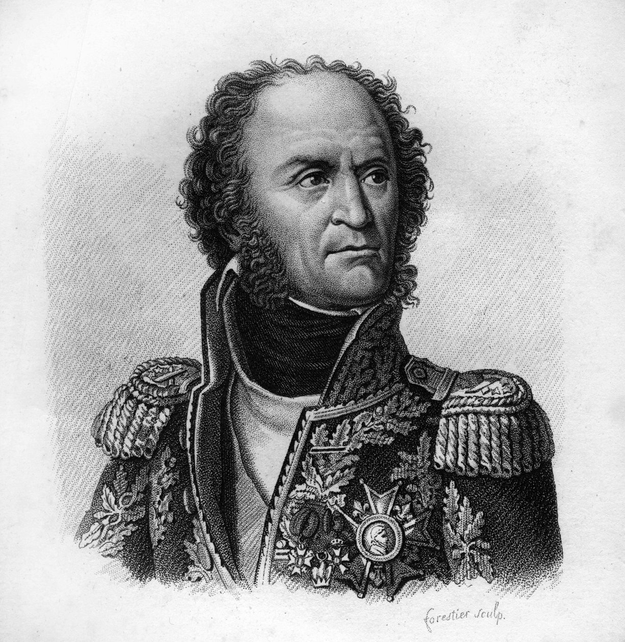 Guillaume Brunette. Maréchal de France (1763-1815). Dans Portraits des généraux français en suite des victoires et conquêtes des Français. Gravé par Ambroise Tardieu en 1818. Collection Stella - Ambroise Tardieu