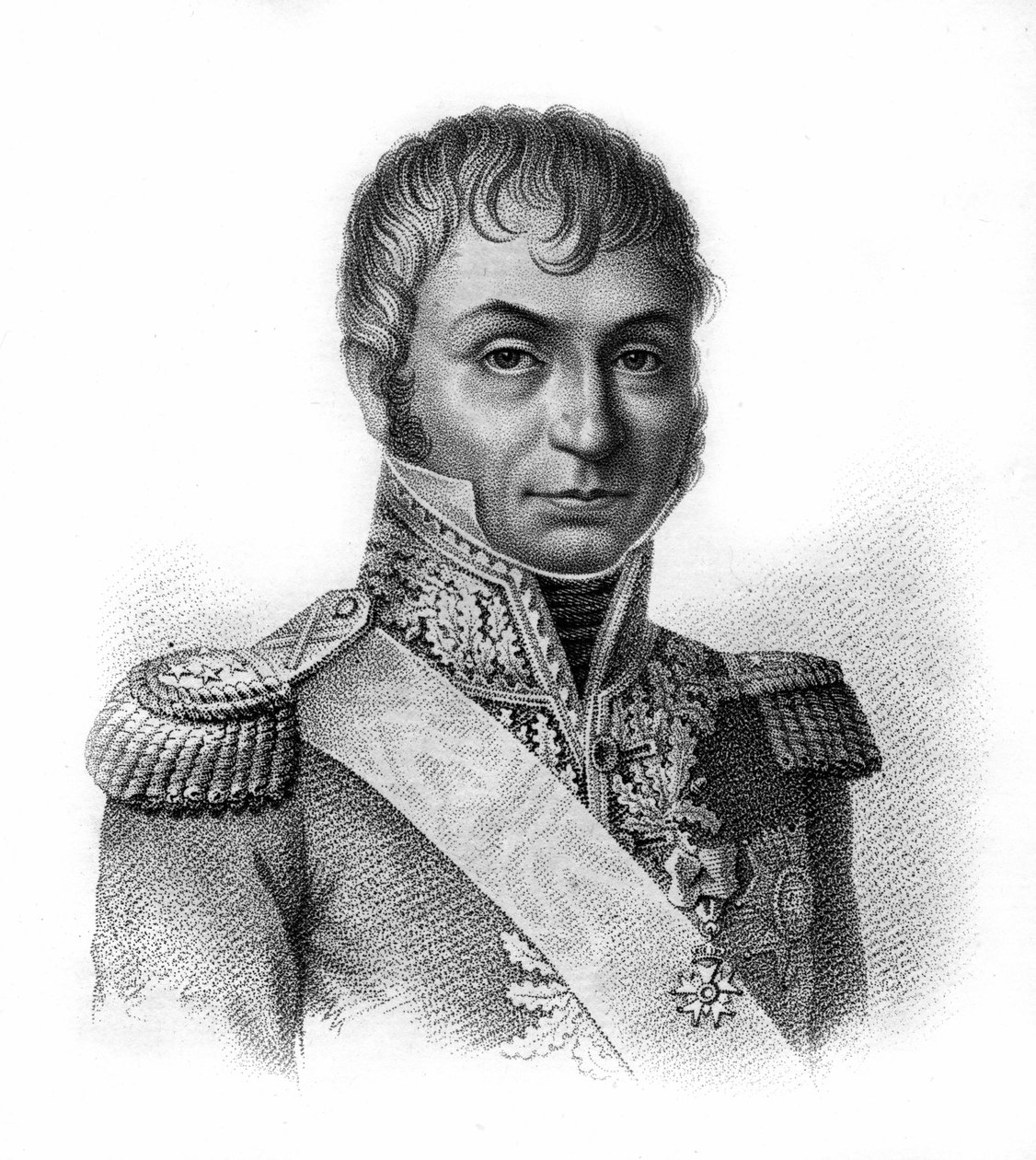 Jean Baptiste Jourdan (1762-1833), Comte, Maréchal de France. Dans « Portraits des généraux français en suite les victoires et conquêtes des français ». Gravé par Ambroise Tardieu en 1818. Collection Stella - Ambroise Tardieu
