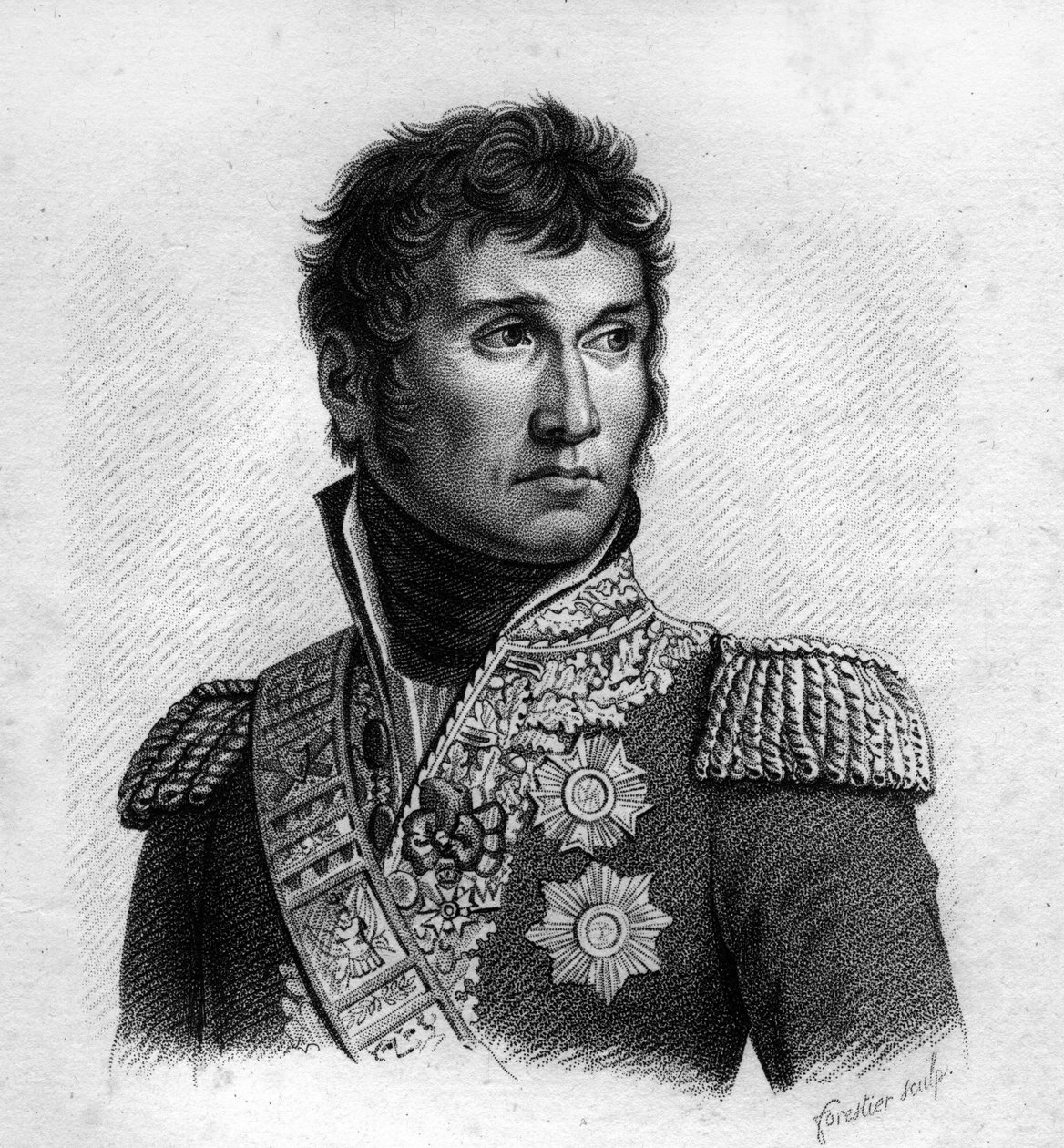 Jean Lannes (1769-1809), Duc de Montebello, maréchal français dans Portraits des généraux français en suite des victoires et conquêtes des français. Gravé par Ambroise Tardieu en 1818. Collection Stella - Ambroise Tardieu