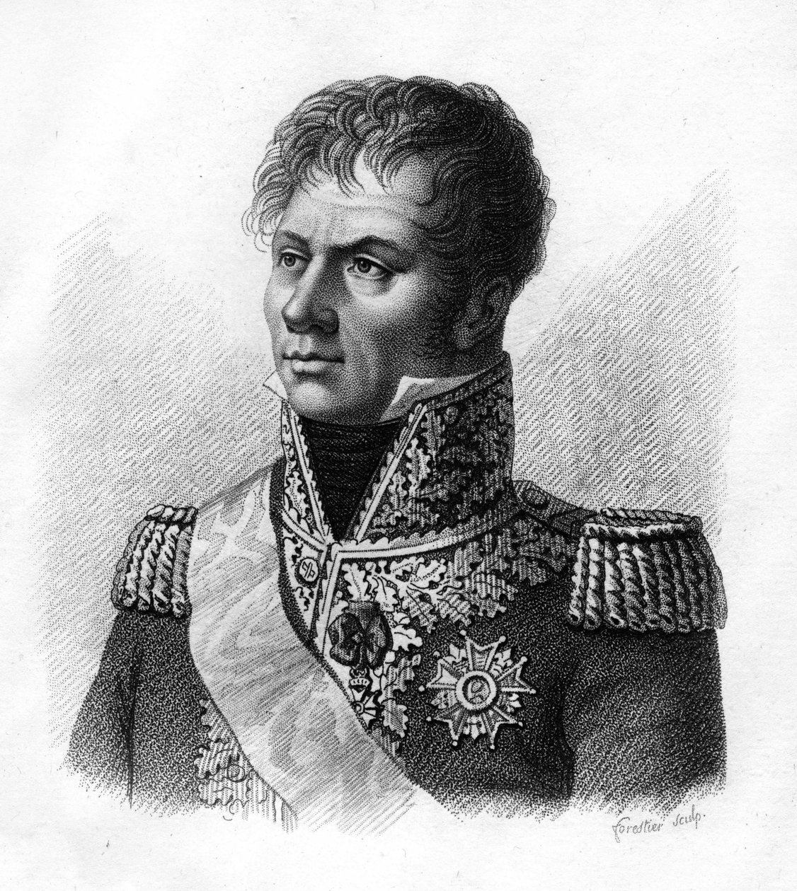 Le Maréchal Laurent, Marquis de Gouvion-Saint-Cyr (1764-1830) - dans « Portraits des généraux français suivant les victoires et conquêtes des Français ». Gravé par Ambroise Tardieu en 1818. Collection Stella. - Ambroise Tardieu