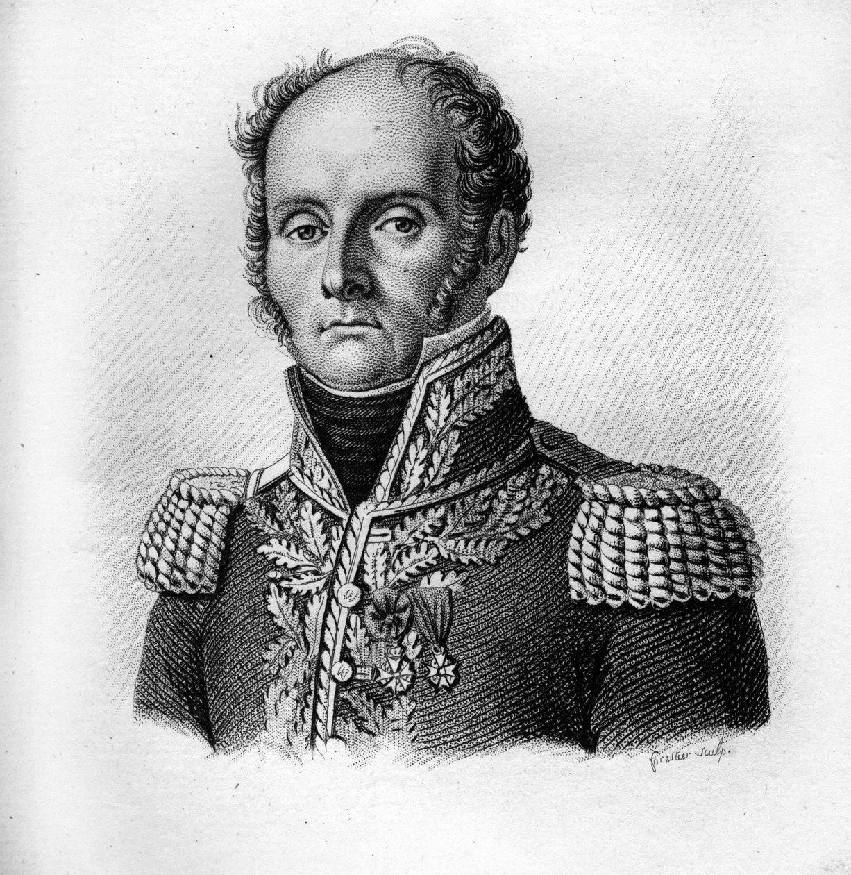 Le général Charles-Théodore Beauvais de Préau (1772-1830) dans “Portraits des Généraux Français”. Gravé par Ambroise Tardieu en 1818. Collection Stella. - Ambroise Tardieu
