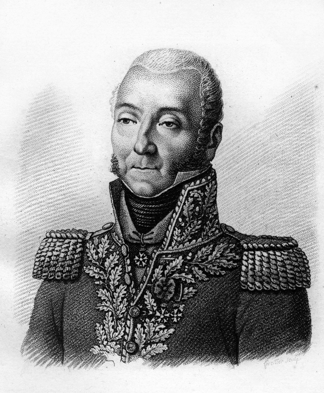 Portrait du général Jérôme Soules (1760-183) - Portraits des généraux français en suite des victoires et conquêtes des Français. Gravé par Ambroise Tardieu en 1818. Collection Stella. - Ambroise Tardieu