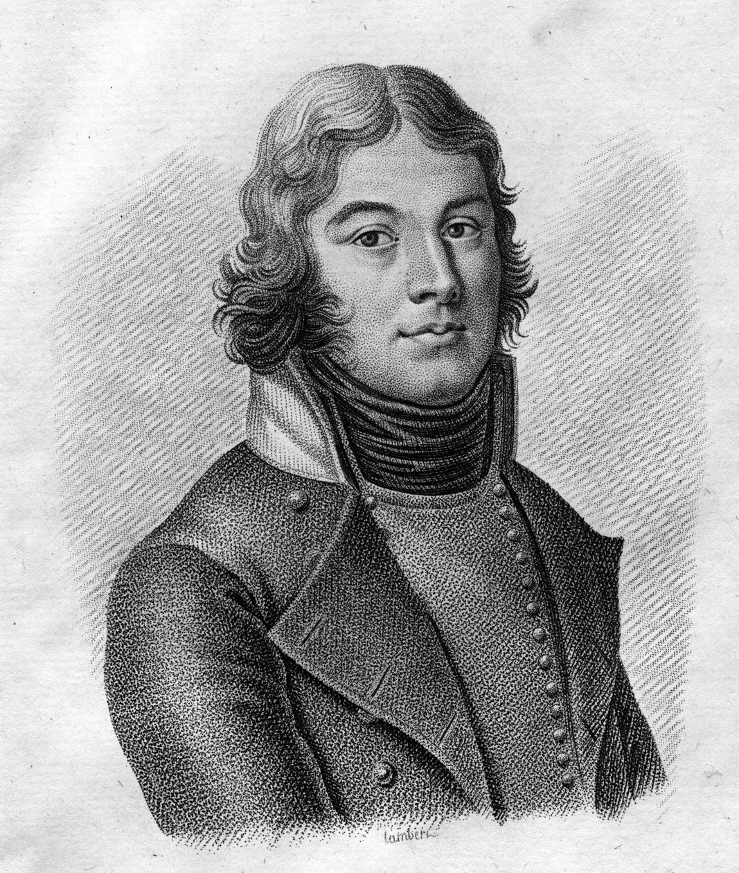 Portrait du Général Lazare Louis Hoche (1768-1797) - dans « Portraits des généraux français suivant les victoires et conquêtes des Français ». Gravé par Ambroise Tardieu en 1818. Collection Stella. - Ambroise Tardieu