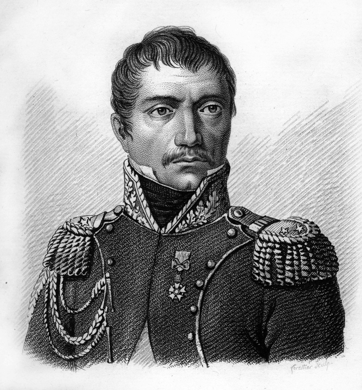 Portrait du général Philippe Auguste Eugène Merlin de Douai (1754-1838) - Portraits des généraux français en suite des victoires et conquêtes des Français. Gravé par Ambroise Tardieu en 1818. Collection Stella. - Ambroise Tardieu