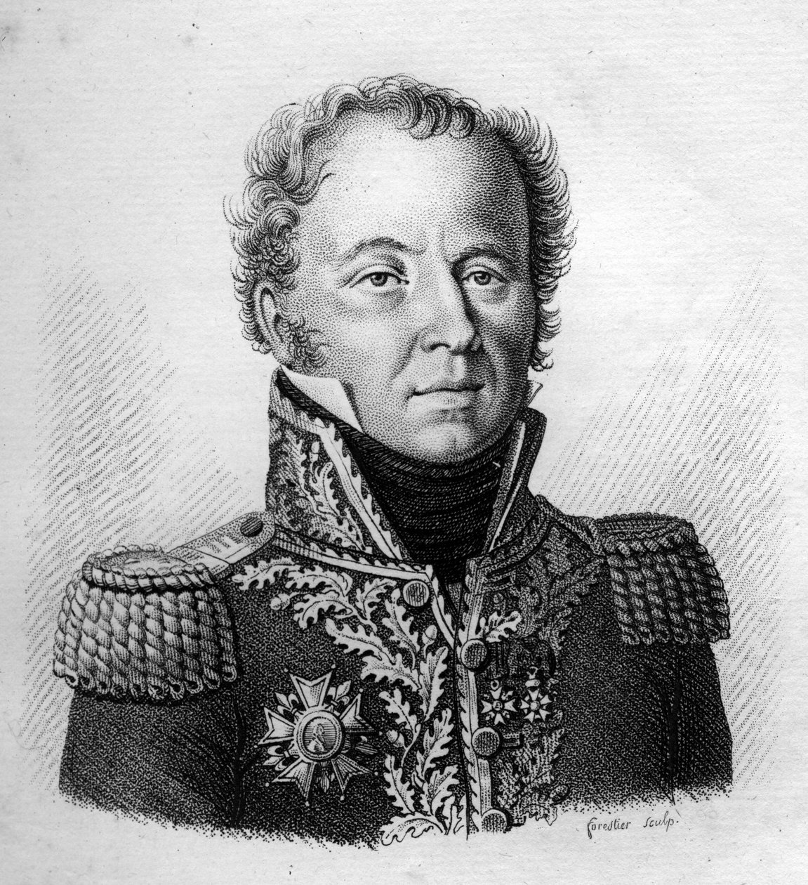 Portrait du Général Baron Louis Emmanuel Rey (1768-1846) - dans « Portraits des généraux français suivant les victoires et conquêtes des Français ». Gravé par Ambroise Tardieu en 1818. Collection Stella. - Ambroise Tardieu