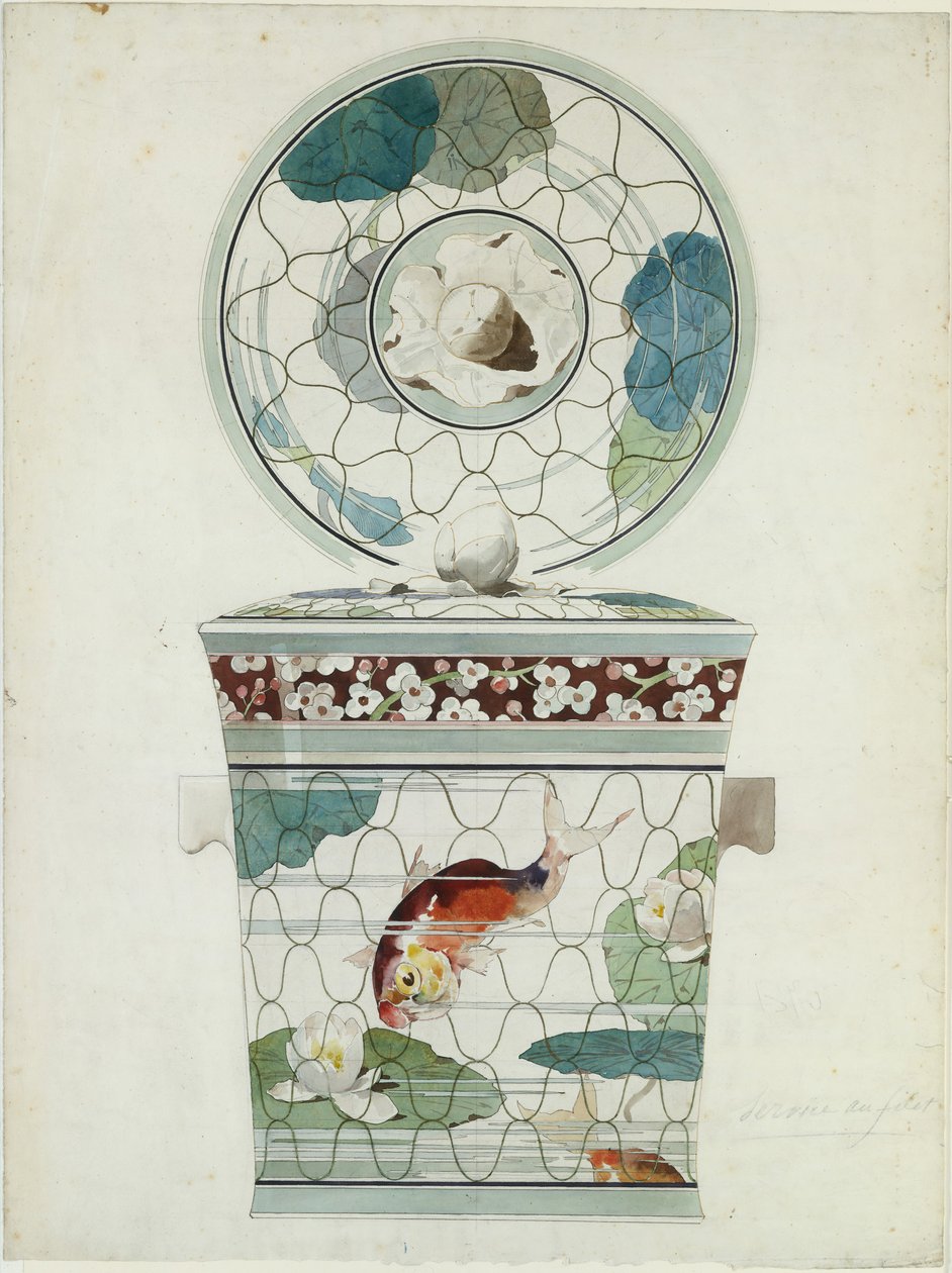 Conception pour un plat couvert dans le Service au Filet, 1875-85 - Amédée de Caranza.