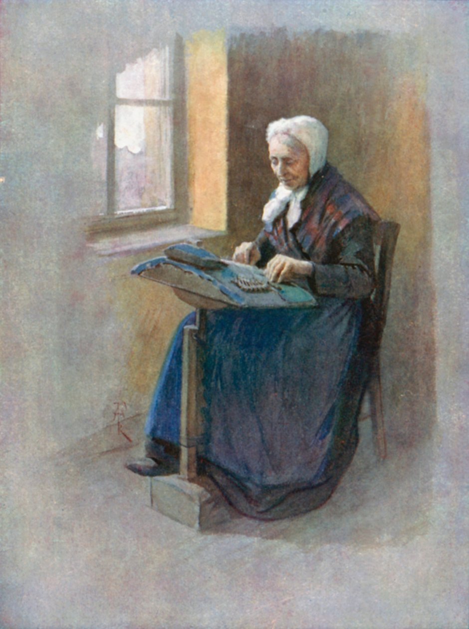 Une vieille dentellière, Gand (lithographie couleur) - Amedee (after) Forestier