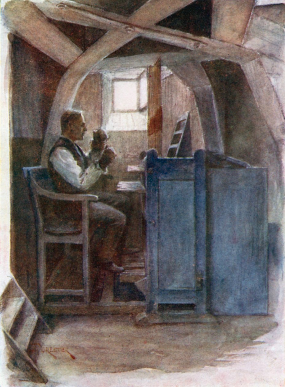 Sonneur de cloches jouant un carillon (lithographie couleur) - Amedee (after) Forestier