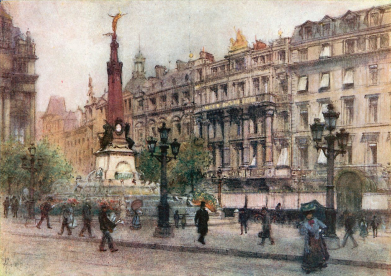 Place de Brouckere, Bruxelles (lithographie couleur) - Amedee (after) Forestier
