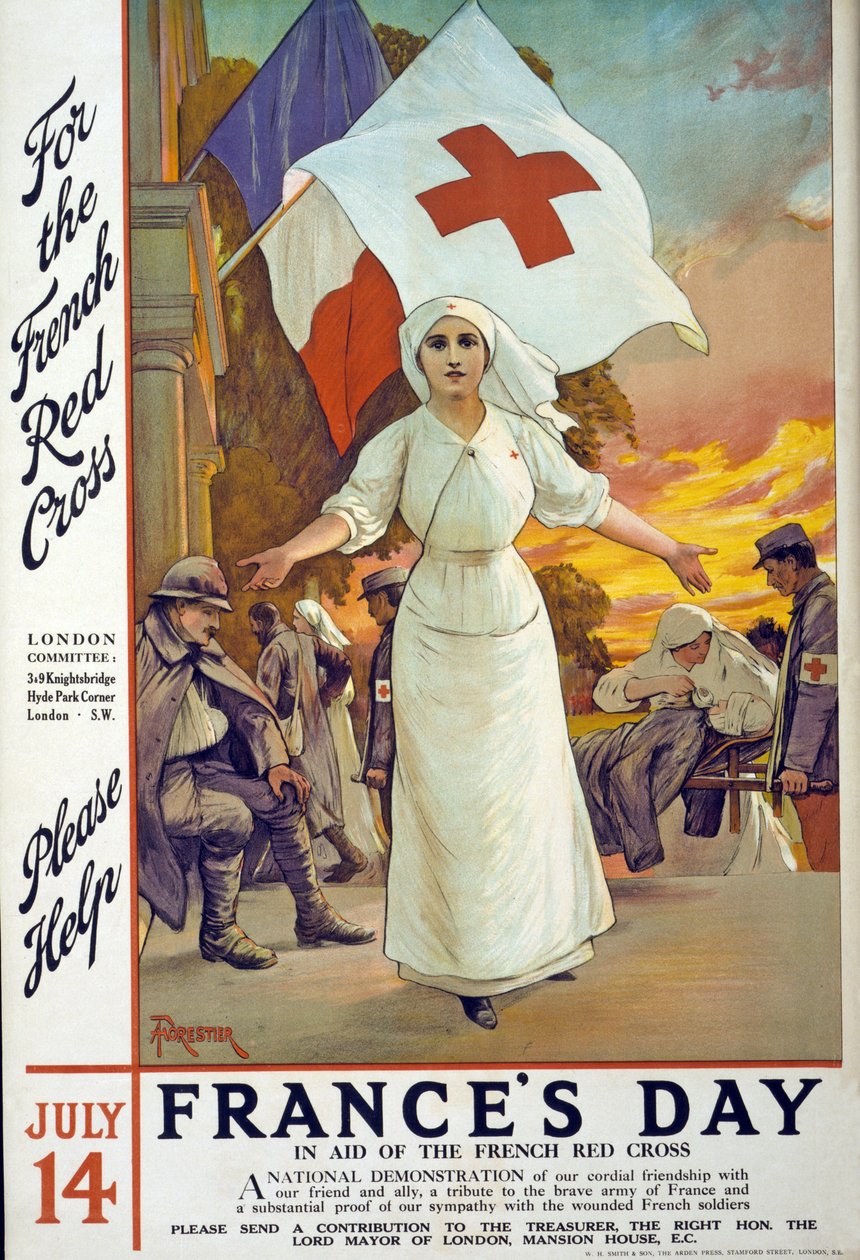 Appel de fonds en faveur de la Croix-Rouge française pour le Jour de la France, 14 juillet, pub. Londres, c.1915 - Amedee Forestier