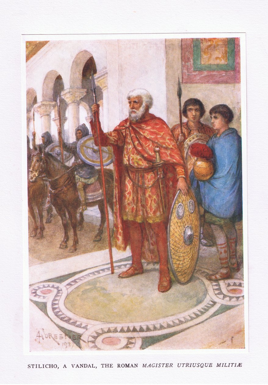 Stiliko, un vandale, Le Magister Utriusque Militae romain, illustration de The Roman Soldier, 1928 - Amedee Forestier